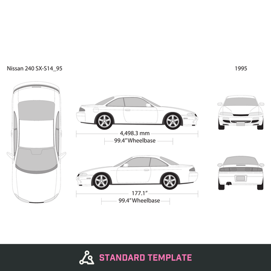 Nissan 240 SX S14 vector wrap template, Design-Ready PDF - GravBase