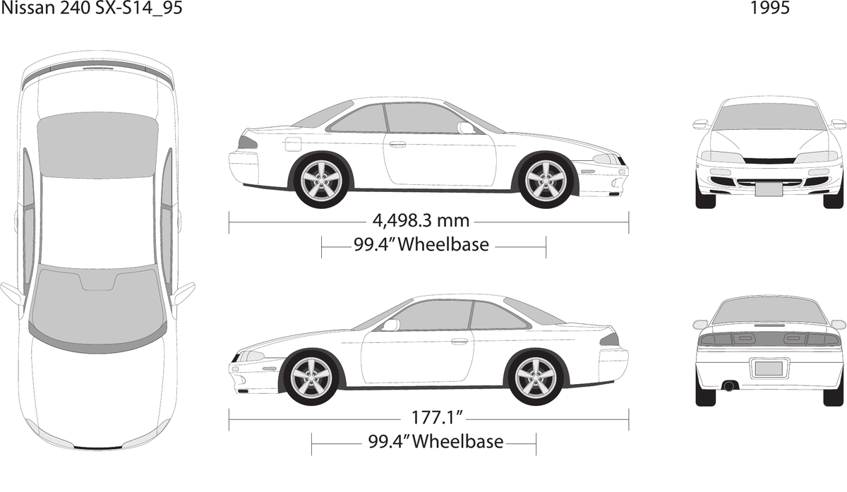 Nissan 240 SX S14 vector wrap template, Design-Ready PDF - GravBase
