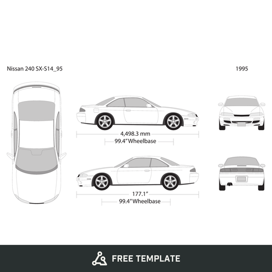 Nissan 240 SX S14 free vector vehicle wrap template - GravBase