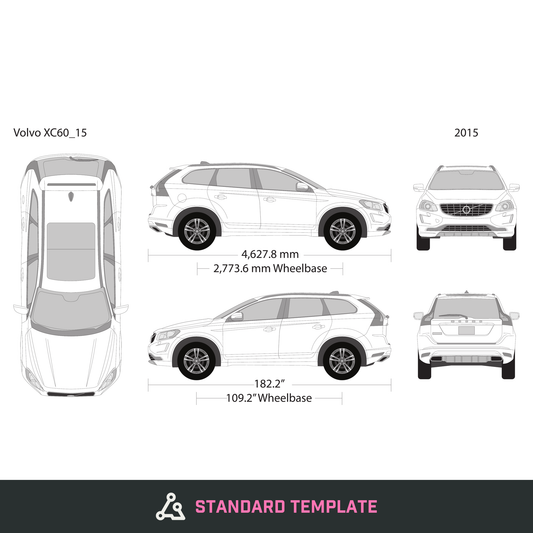 Volvo XC60 vector wrap template V15, Design-Ready PDF - GravBase