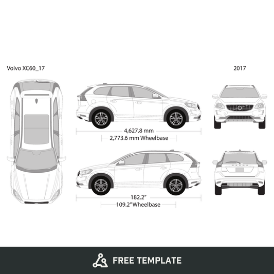 Volvo XC60 free vector vehicle wrap template - GravBase